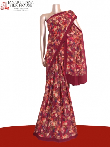 Exclusive Floral Pure Crepe Silk Saree